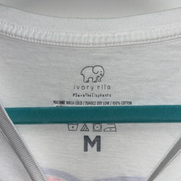 Ivory Ella White Tee with Multicolor Tropical Elephant - Picture 4 of 4